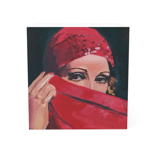 The Lady with the Red Veil — Sticky Note Cube