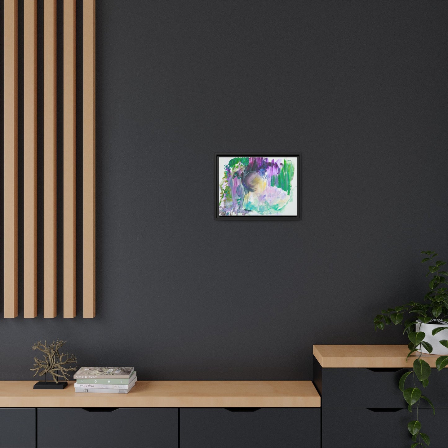 Moonlight Over the Garden — Framed Canvas Print