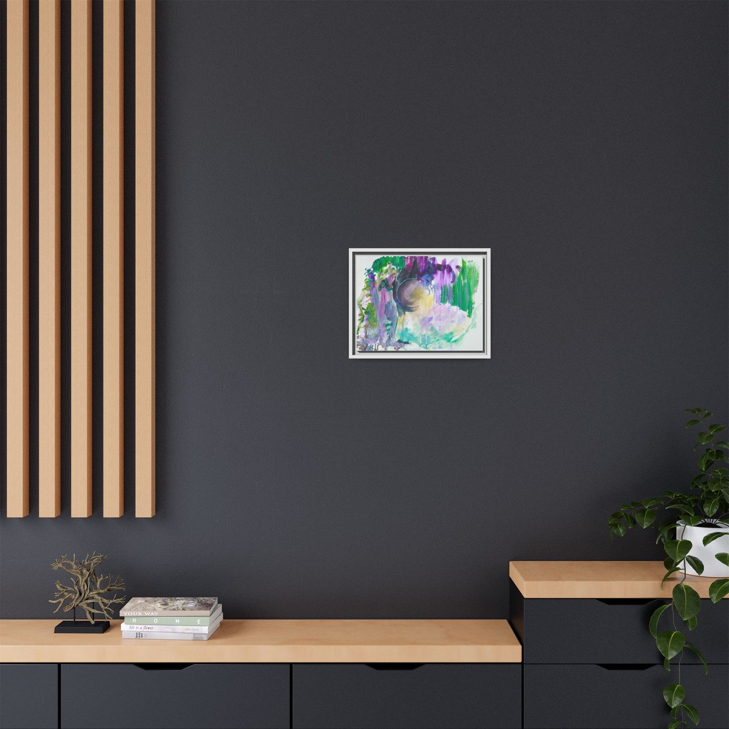 Moonlight Over the Garden — Framed Canvas Print